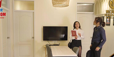 Mature milf with huge natural tits teasing her customer to fuck her wet pussy