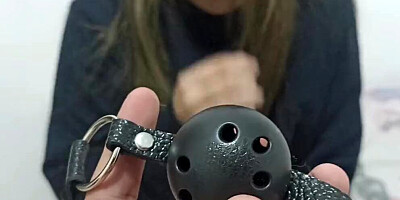 Chubby amateur girl ball-gagged, fingered and fucked by stepbrother