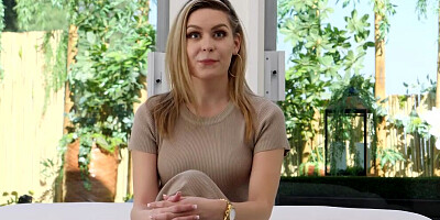 Amazing blonde does a hot strip dance and plays with a hard pecker