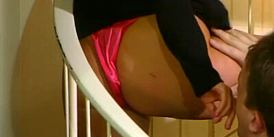 Classic porn video shows a slutty MILF playing with hard cock