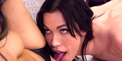 Two adorable sapphic ladies experiment with pussy munching and scissoring