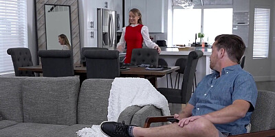 Lovely blonde teen is getting shagged on the couch by her boyfriend