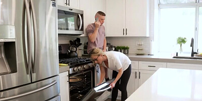 Naughty bonde is being fucked in front of her cuckold husband