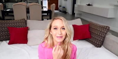 Steamy blonde is giving a great footjob before sex