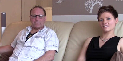 Horny mom makes that man hard with a striptease and blows him