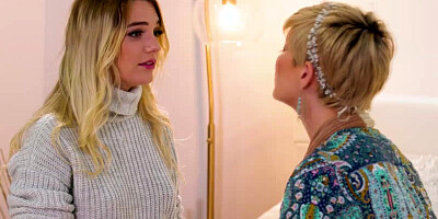 Young blonde is trying out lesbian intercourse with her short-haired aunt