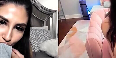 Two webcam hussies are rubbing their twats for one another during a lockdown