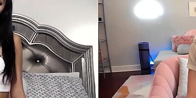 Two webcam hussies are rubbing their twats for one another during a lockdown