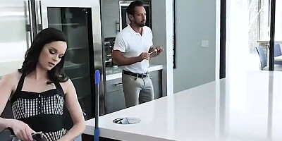 Brunette babe is fucked in the kitchen by her sister's husband