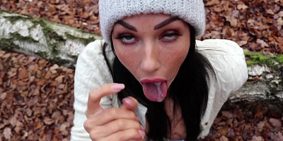 Freckled Teen SUCKS & SWALLOWS in the Woods - Shaiden Rogue