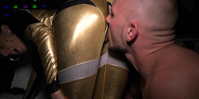 Two naughty babes and one fellow are having FFM threesome