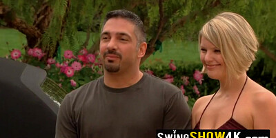 Bisexual blonde ladies are swinging and fucking in a wild swinger orgy.