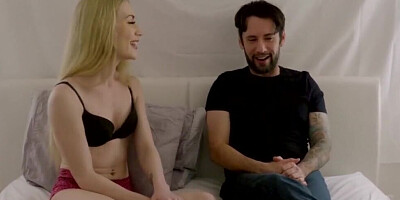 Blonde sweetheart gets used by an inked dude strictly for sex