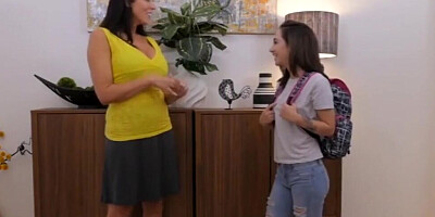 Mom and her stepdaughter are having some passionate lesbian sex