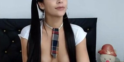 Solo big ass schoolgirl is bouncing her booty on a dildo