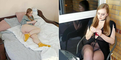 Horny webcam girl is spreading legs and masturbating on the chair