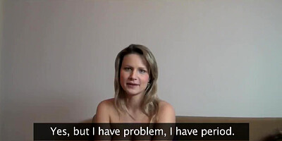 FakeAgent Blonde amateur babe fucks on period