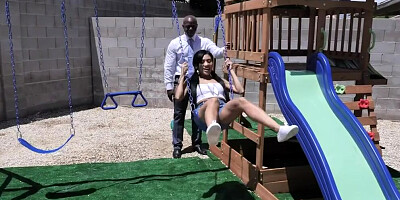 Stuck & sticked by dodgy stepdad at the playground