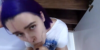 Found StepSister in Wardrobe and Helped Cum