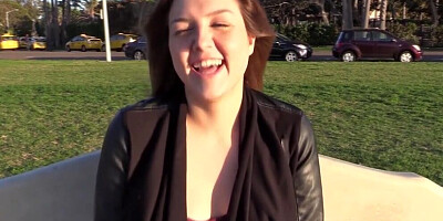 Charming girl sucks a dick and gets fucked at first porn casting