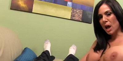 Busty MILF Kendra Lust gives a handjob in POV-style video