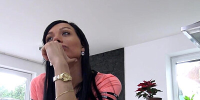 Twisted brunette has no other choice but to fuck this debt collector