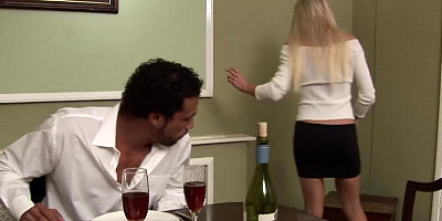 Wine tasting turns into a hardcore threesome with two blonde MILFs