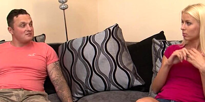 Blonde girl Lynna Nilsson sits on horny man's face and hard cock