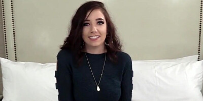 Cute brunette girl is stripped and fucked at the porn casting
