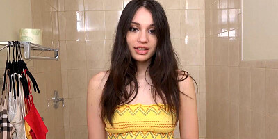 Cute brunette loves gently licking the fat cock of her endowed partner