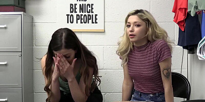 Two lady friends are punished for thieving by the mall cop and his big shaft