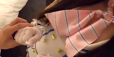 18-year-old slender Japanese beauty idol, creampie sex with blowjob and shaved pussy. Uncensored