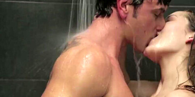 Horny couple is having an intense banging session in a shower room