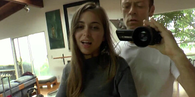 Riley Reid is filmed POV-style while blowing Rocco Siffredi's cock