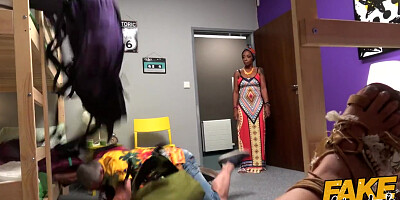 Fake Hostel African Queen and Busty Big Ass a Latina in Crazy Threesome