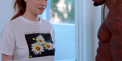 Barely legal white teen girl is in her first DP interracial threesome