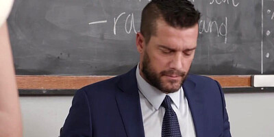 Slutty MILF fucks with professor to fix son's bad grades