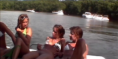 Cute amateur babes are having dun on a boat party