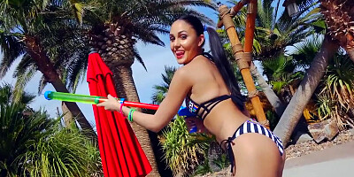 Tiny4K Brunette Ariana Marie Fucked after Sexy Backyard Squirt Gun Fight