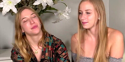 Two blonde lesbian babes are having some hot fun indoors