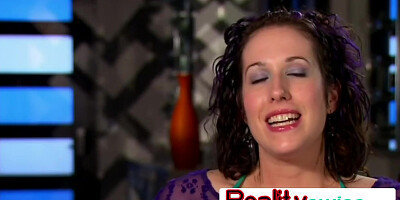 Two hot swinger babes are sharing a huge cock while fucking in a wild threesome in the shower.