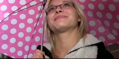 PublicAgent Sexy glasses babe fucks on public stairwell