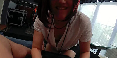 Naufhty German chick is playing with lad's pecker in POV