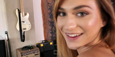 Adorable girl Ana Rose polishes cock and gets fucked in POV scene