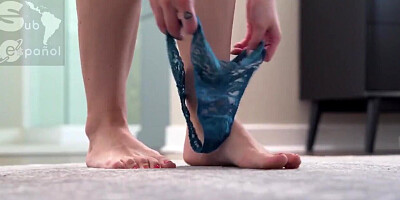 Big-tittied stepmom strokes son's cock and teases pussy