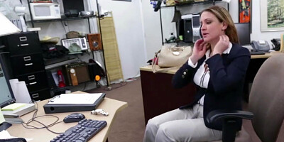 Desperate MILF Business woman shows her tits and gets fucked in the pawnshop