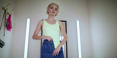 Athena Faris is wearing sexy lingerie and a small thong