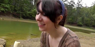 Emo girlfriend fucked in the forest