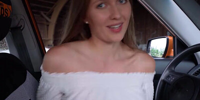 Nice brunette satisfies her instructor to pass the driving exam