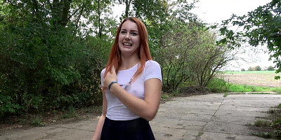 Redhead teen girl was picked up from the streets for a vigorous pussy banging